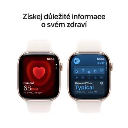 Apple Watch Series 11 GPS 42mm Růžově zlatý hliník se světle ruměným sportovním řemínkem - S/M