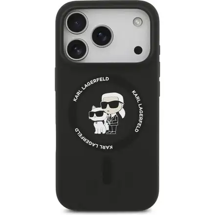 Karl Lagerfeld Liquid Silicone Karl and Choupette MagSafe kryt iPhone 17 Pro černý