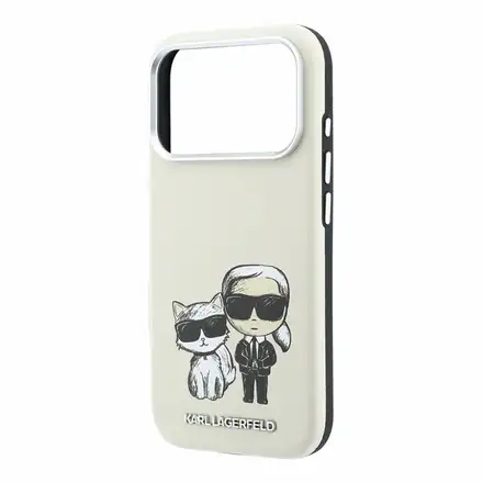 Karl Lagerfeld PU Semi Wrap Smooth Sketch Bodies Magsafe kryt iPhone 18 Pro Max béžový