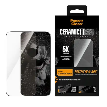 PanzerGlass ochranné sklo UWF Ceramic pro iPhone 18 Pro Max-Black Frame