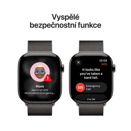 Apple Watch Series 11 GPS + Cellular 46mm Břidlicově šedý titan s břidlicově šedým milánským tahem - S/M
