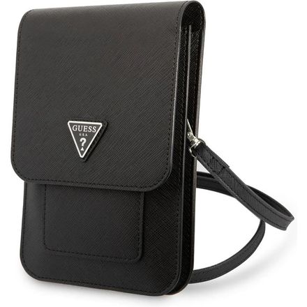 Guess PU Saffiano Triangle Logo Taška na Telefon černá