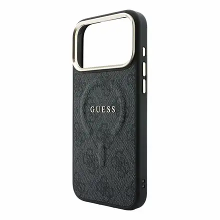 Guess PU Leather 4G Gold Frame Embossed MagSafe kryt iPhone 18 Pro Max černý