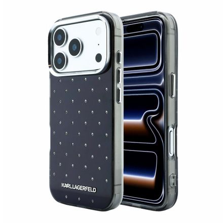 Karl Lagerfeld IML Rhinestones Allover kryt iPhone 18 Pro černá