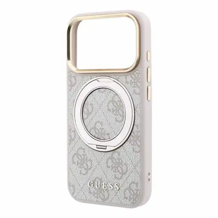 Guess PU 4G Ring Stand MagSafe kryt iPhone 18 Pro Max růžový