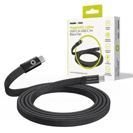 Mobile Origin Magnetic Flat Patented Cable USB-C to USB-C 1m - Black