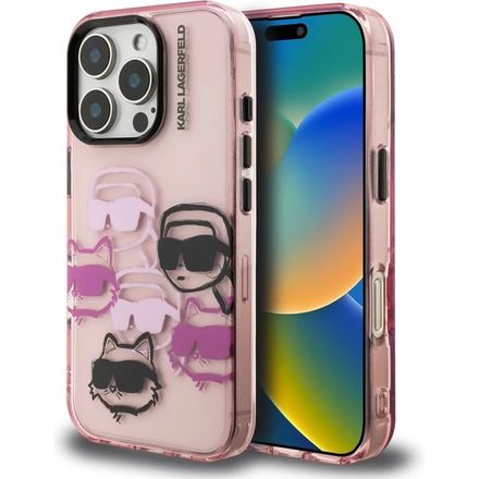Karl Lagerfeld IML Multi K&CH Heads kryt iPhone 16 Pro růžový