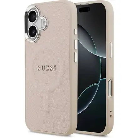 Guess PU Saffiano MagSafe kryt iPhone 17 růžový