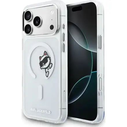 Karl Lagerfeld IML Choupette Peekaboo MagSafe MagSafe kryt iPhone 17 Pro Max průhledná