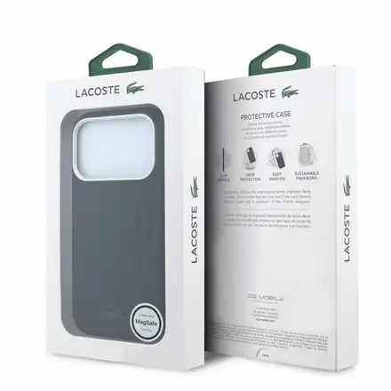 Lacoste PVC Petit Pique Semi Wrap Embossed MagSafe kryt iPhone 18 Pro Max černý
