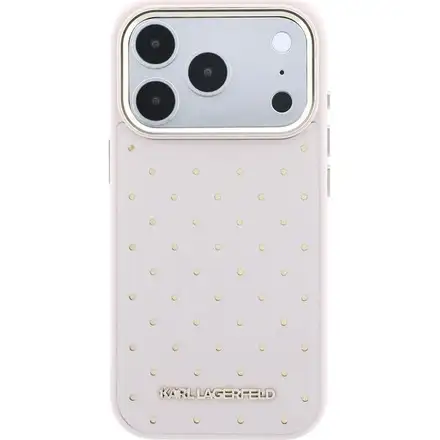 Karl Lagerfeld PU Perforated Gold Dots MagSafe kryt iPhone 17 Pro růžový