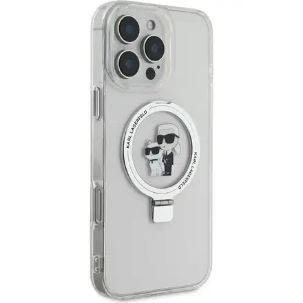 Karl Lagerfeld Ringstand Karl and Choupette MagSafe kryt iPhone 16 Pro Max bílý