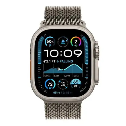 Apple Watch 49mm Natural Titanium Milanese Loop - Large