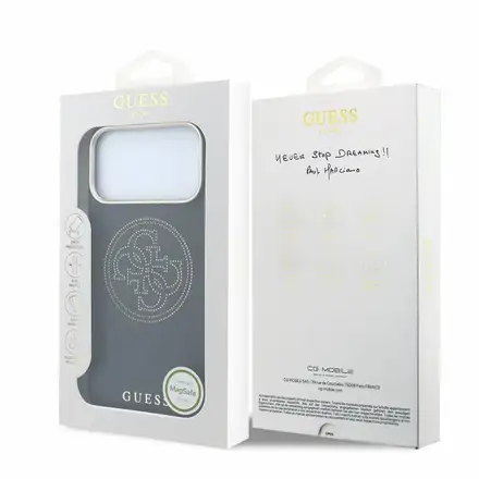 Guess PU Semi Wrap Perforated 4G Logo MagSafe kryt iPhone 18 Pro černý