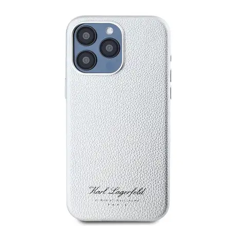 Karl Lagerfeld Wrinkled PU Signature Logo kryt iPhone 15 Pro Max růžový