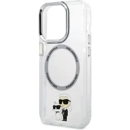 Karl Lagerfeld IML Karl and Choupette MagSafe kryt iPhone 15 Pro průhledný