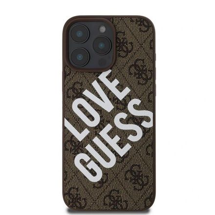 Guess PU Leather 4G Big Love Logo MagSafe kryt iPhone 16 Pro Max hnědý