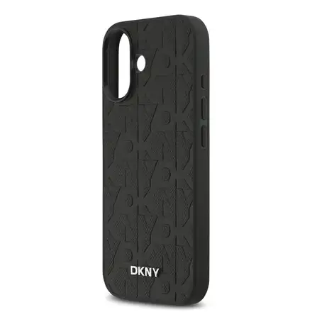DKNY PU Leather Grid Pattern Magsafe kryt iPhone 17 černý