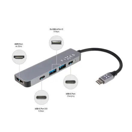 FIXED HUB Mini 5in1 s rozhraním USB-C pro notebooky a tablety