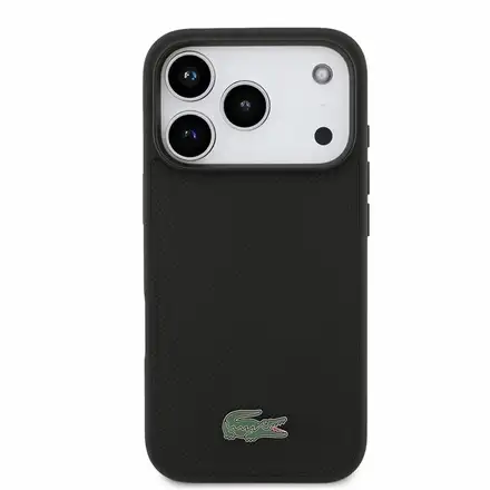 Lacoste PVC Iconic Petit Pique Metal MagSafe kryt iPhone 18 Pro černý