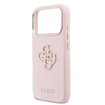 Guess PU Resin Logo kryt iPhone 17 Pro růžový