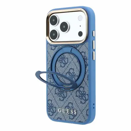Guess PU 4G Ring Stand MagSafe kryt iPhone 18 Pro Max růžový