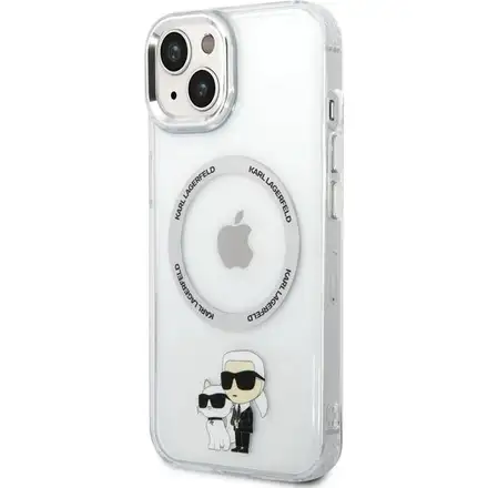 Karl Lagerfeld IML Karl and Choupette MagSafe kryt iPhone 15 průhledný