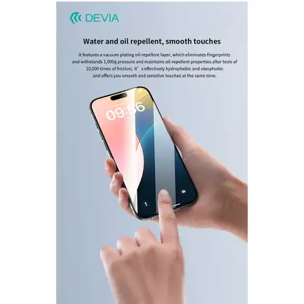 Devia ochranné sklo Van Series Anti-Static pro iPhone 16 Pro - Black Frame