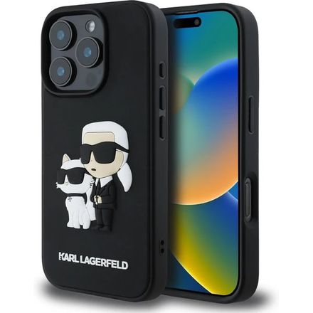 Karl Lagerfeld PU Saffiano Karl and Choupette kryt iPhone 16 Pro Max černý