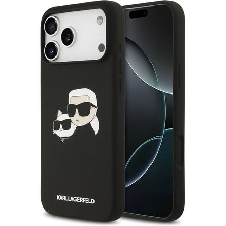 Karl Lagerfeld Liquid Silicone Double Heads MagSafe kryt iPhone 17 Pro černý