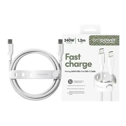 PanzerGlass kabel EMPOWER Racing USB-C na USB-C 1,2 m 240 W - bílý