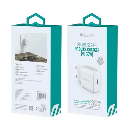 Devia síťová nabíječka Smart Series PD& QC 30W - White