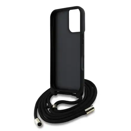 Guess PU 4G Metal Logo Crossbody Popruh kryt iPhone 16 hnědý