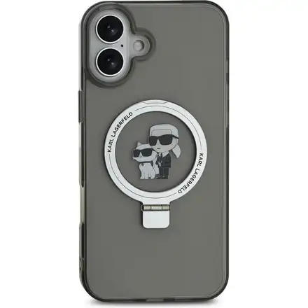 Karl Lagerfeld Ringstand Karl and Choupette MagSafe kryt iPhone 16 černý