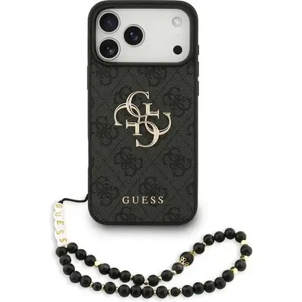 Guess PU 4G Metal Logo Strap kryt iPhone 17 Pro černý