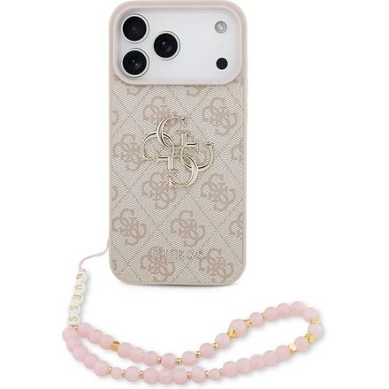Guess PU 4G Metal Logo Strap kryt iPhone 17 Pro růžový