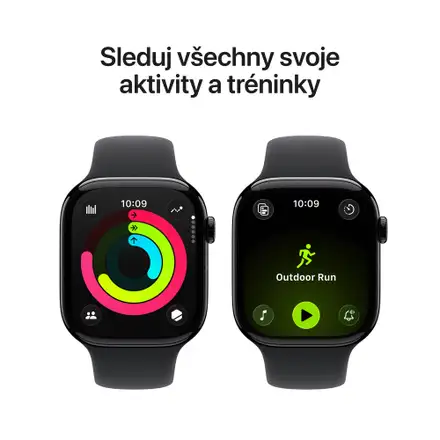 Apple Watch Series 11 GPS 46mm Klavírně černý hliník s černým sportovním řemínkem - M/L