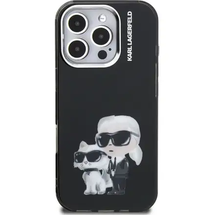 Karl Lagerfeld IML Aquarelle Karl and Choupette kryt iPhone 16 Pro Max černý