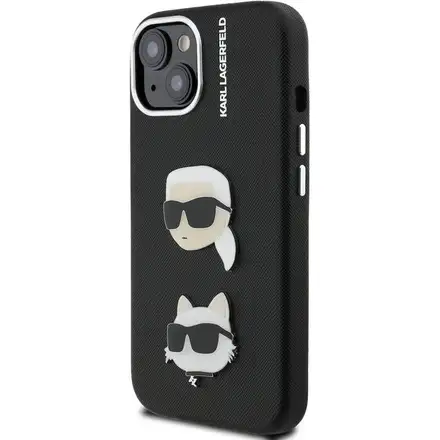 Karl Lagerfeld Grained PU K&CH Heads kryt iPhone 15 černý