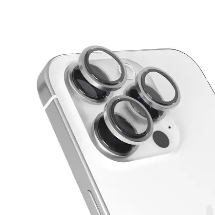 iStores by Epico Aluminium Lens Protector pro Apple iPhone 16 Pro / 16 Pro Max - stříbrná