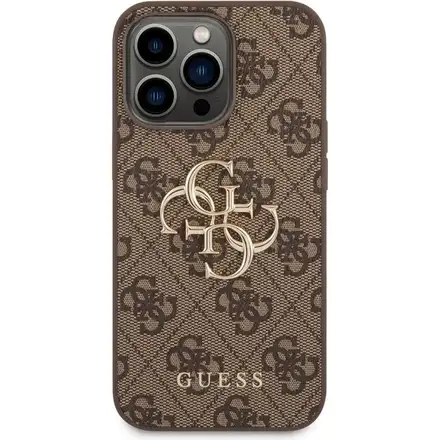 Guess PU 4G Metal Logo kryt iPhone 14 Pro hnědý