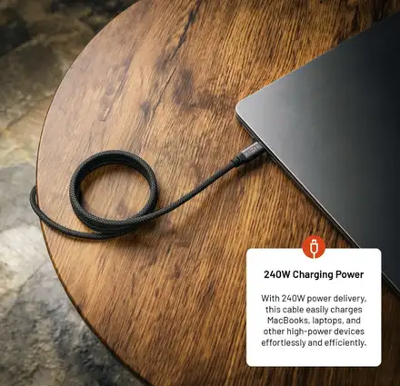 FIXED magnetický nabíjecí a datový opletený kabel s konektory USB-C/USB-C a podporou PD, USB 2.0, 240W, 1.2m, šedý