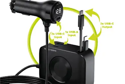 Mobile Origin 75W 5in1 Car Charger CA23 2x USB-C/USB-A Port/2x USB-C cable