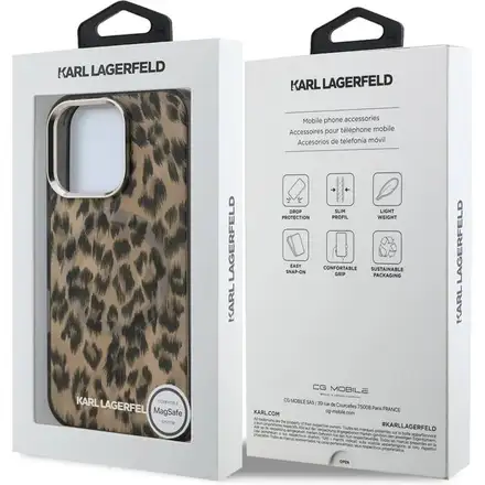 Karl Lagerfeld IML Leopard MagSafe kryt iPhone 16 Pro Max hnědý