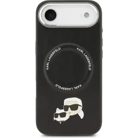 Karl Lagerfeld PU Karl and Choupette Heads Pins MagSafe kryt iPhone Air černý