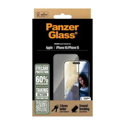 PanzerGlass ochranné sklo UWF EyeCare pro iPhone 16/15-Black Frame