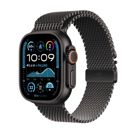 Apple Watch Ultra 2 GPS + Cellular 49mm Černý titan s černým titanovým milánským tahem - S