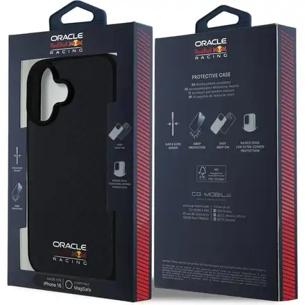 Red Bull Carbon Shiny MagSafe Zadní Kryt pro iPhone 16 černý