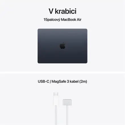 EDU MacBook Air 15" Apple M5 10core CPU 10core GPU 16GB 512GB Temně inkoustový CZ