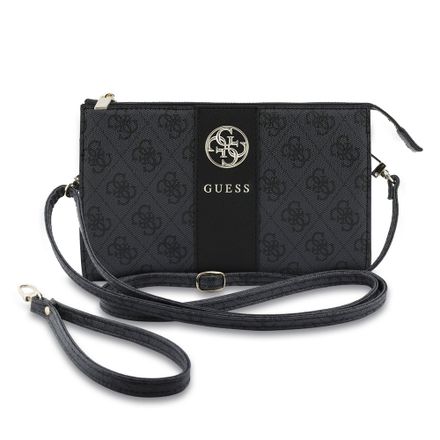Guess PU 4G Peony Stripe Metal Logo Brašna na Telefon černá